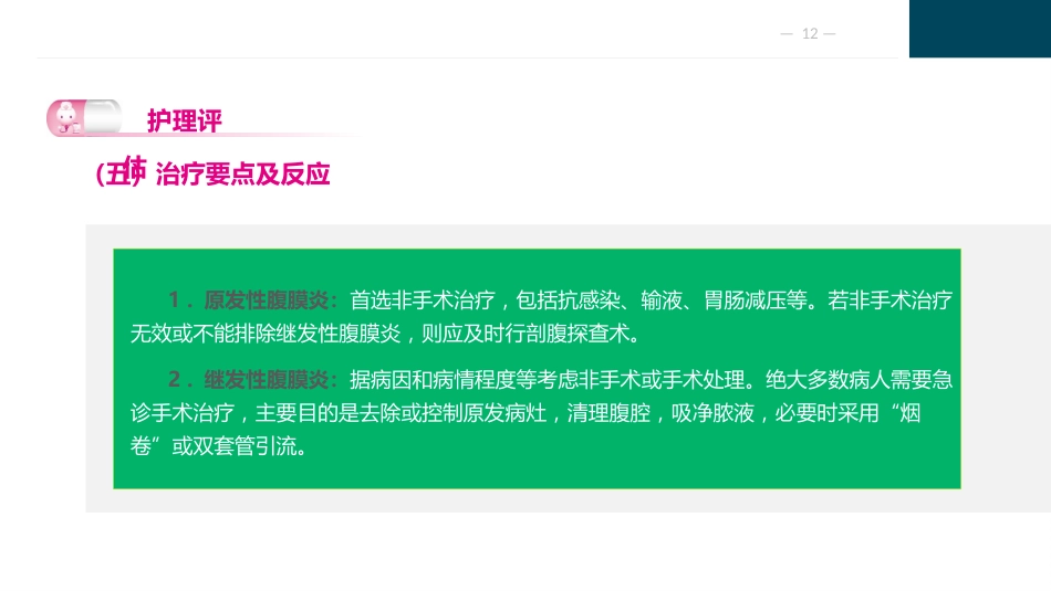 急性化脓性腹膜炎与腹部损伤病人的护理_第12页