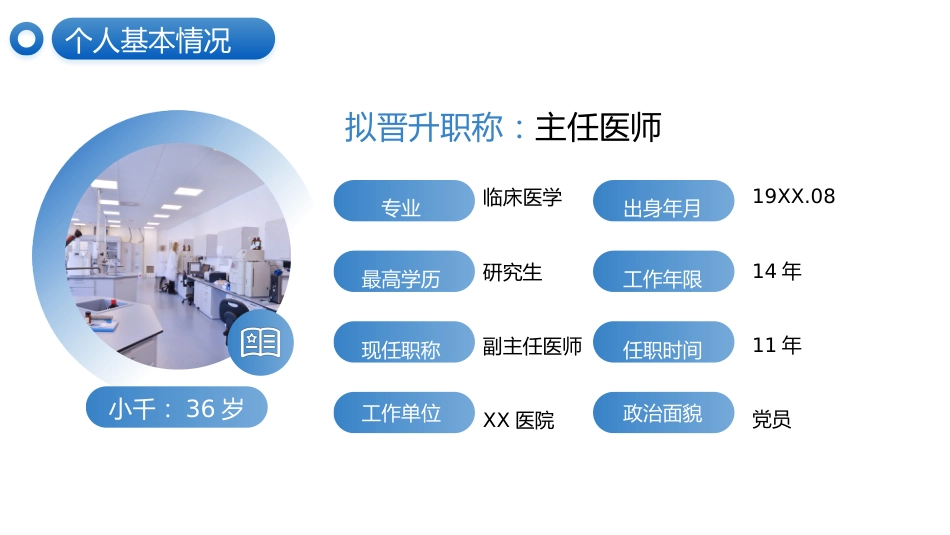 蓝色医疗医生正高级职称晋升答辩报告PPT模板_第4页