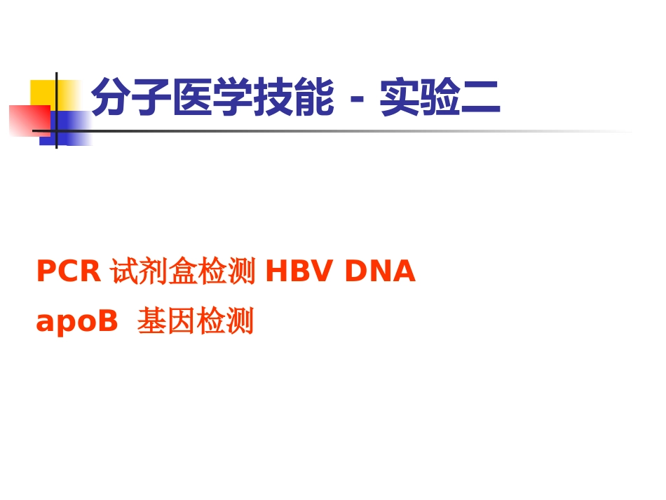 分子医学技能：分子医学技能-实验二PCR试剂盒检测HBV DNA【24页】_第1页