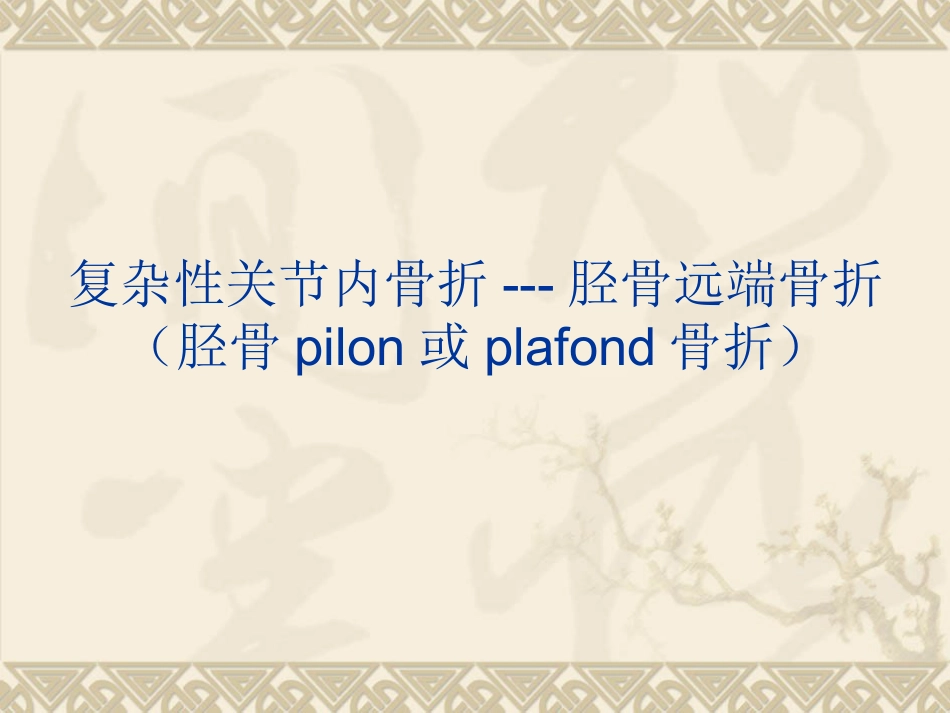 复杂性关节内骨折——pilon骨折治疗_第1页