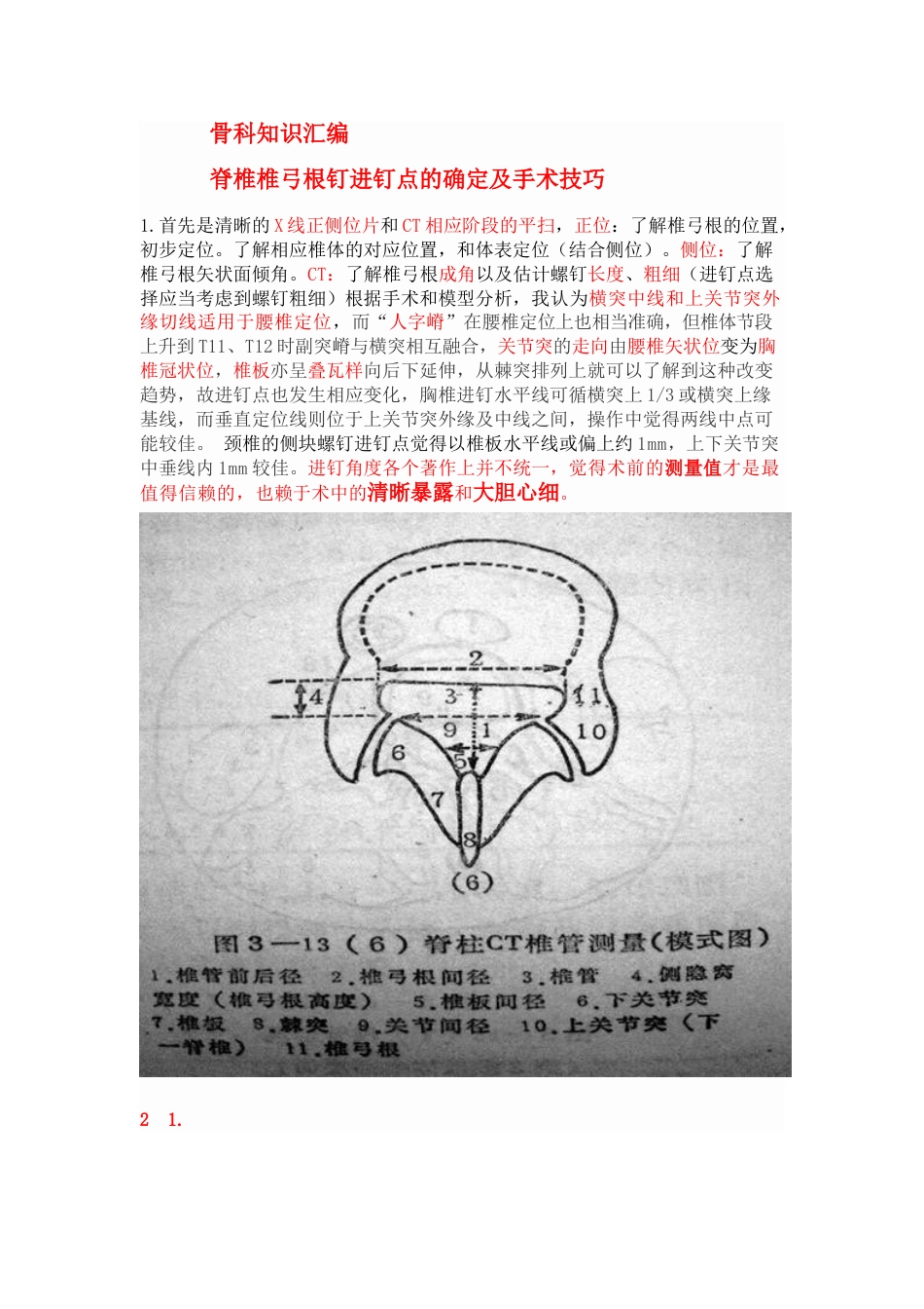 脊椎椎弓根钉进钉点的确定及手术技巧_第1页