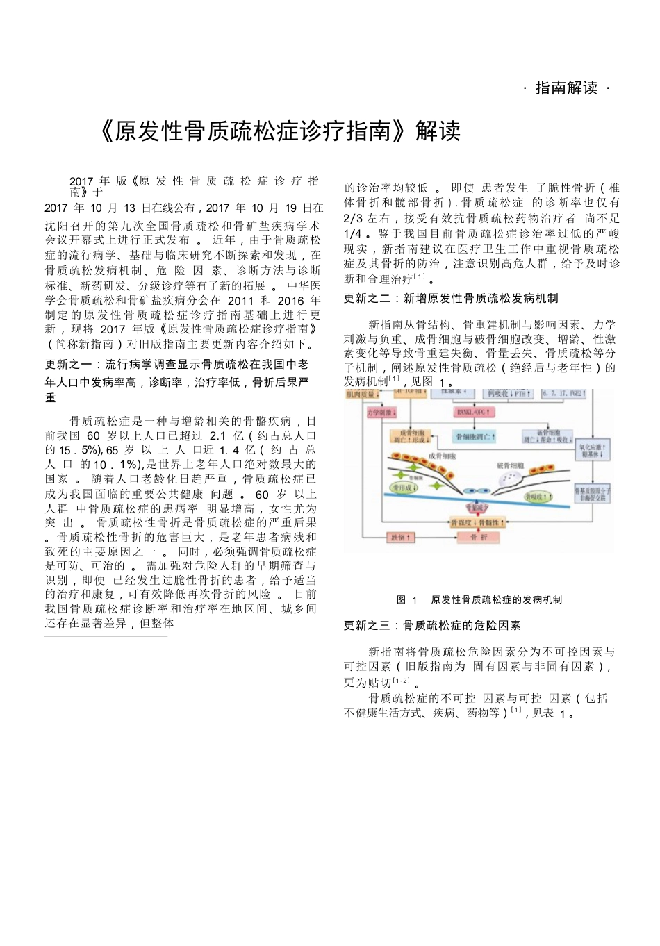 《原发性骨质疏松症诊疗指南》解读_第1页