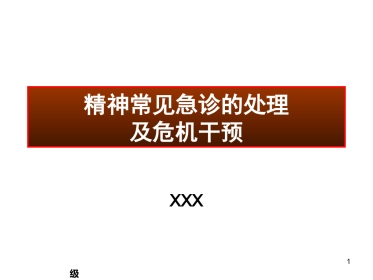 精神科常见急诊的处理及危机干预 ppt课件
