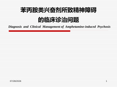 苯丙胺类兴奋剂所致精神障碍的临床诊治问题