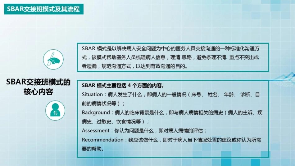 SBAR交接班模式在临床中的应用动态课件PPT模板_第11页