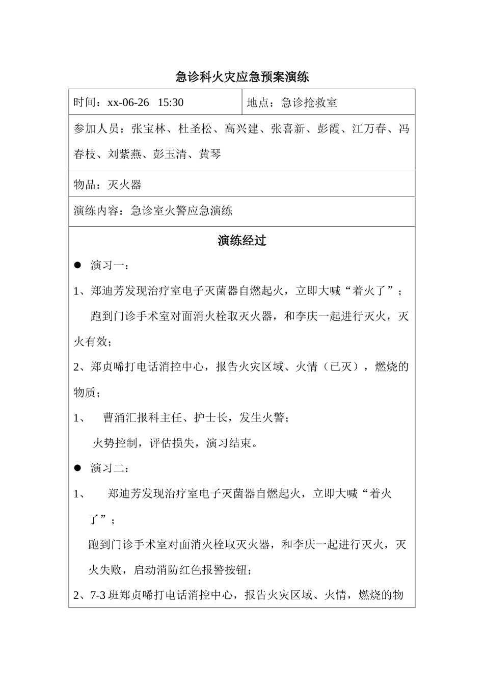 急诊科火灾应急预案演练_第1页