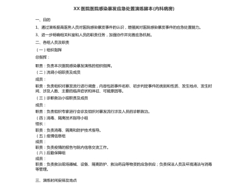 XX医院医院感染暴发应急处置演练脚本内科病房