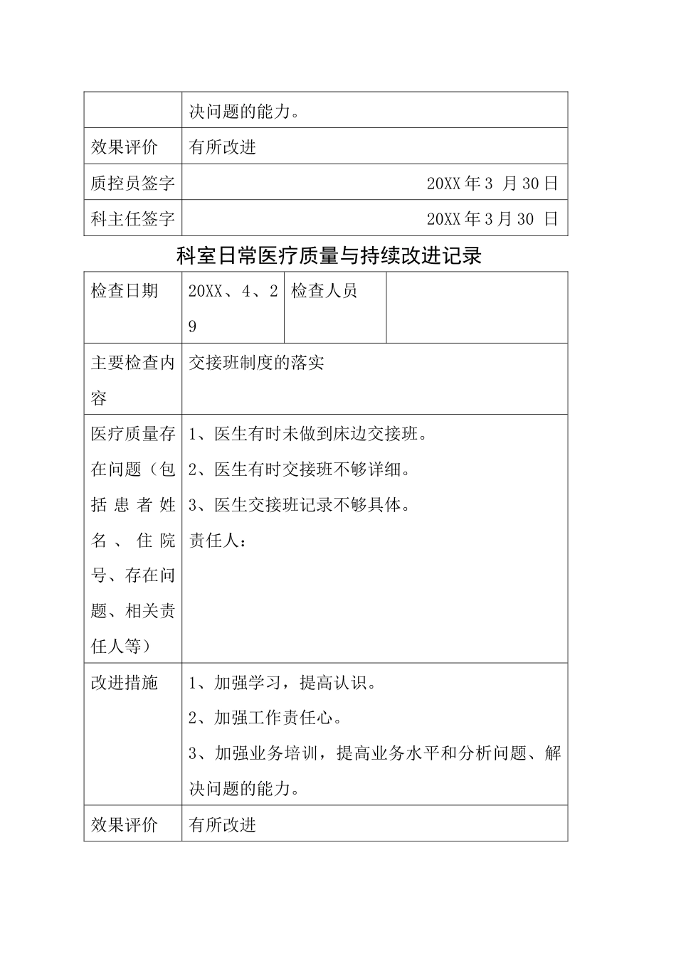 康复科医疗质量持续改进记录本_第7页