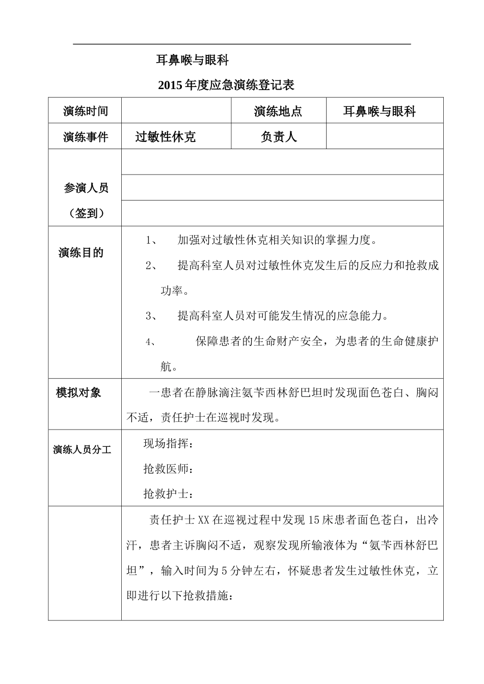 耳鼻喉与眼科输液过敏性休克应急演练_第1页