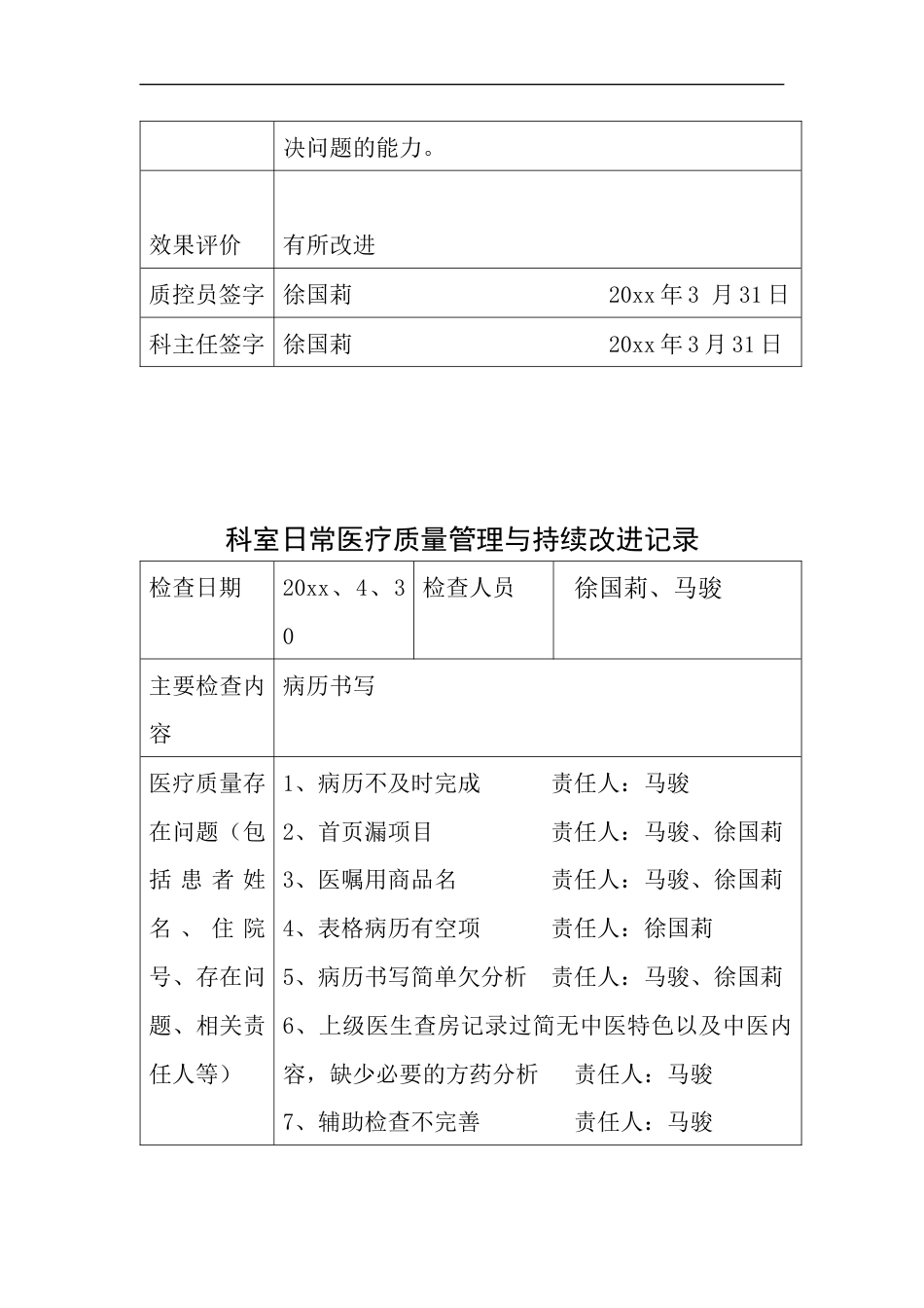 医疗质量管理与持续改进记录表_第9页
