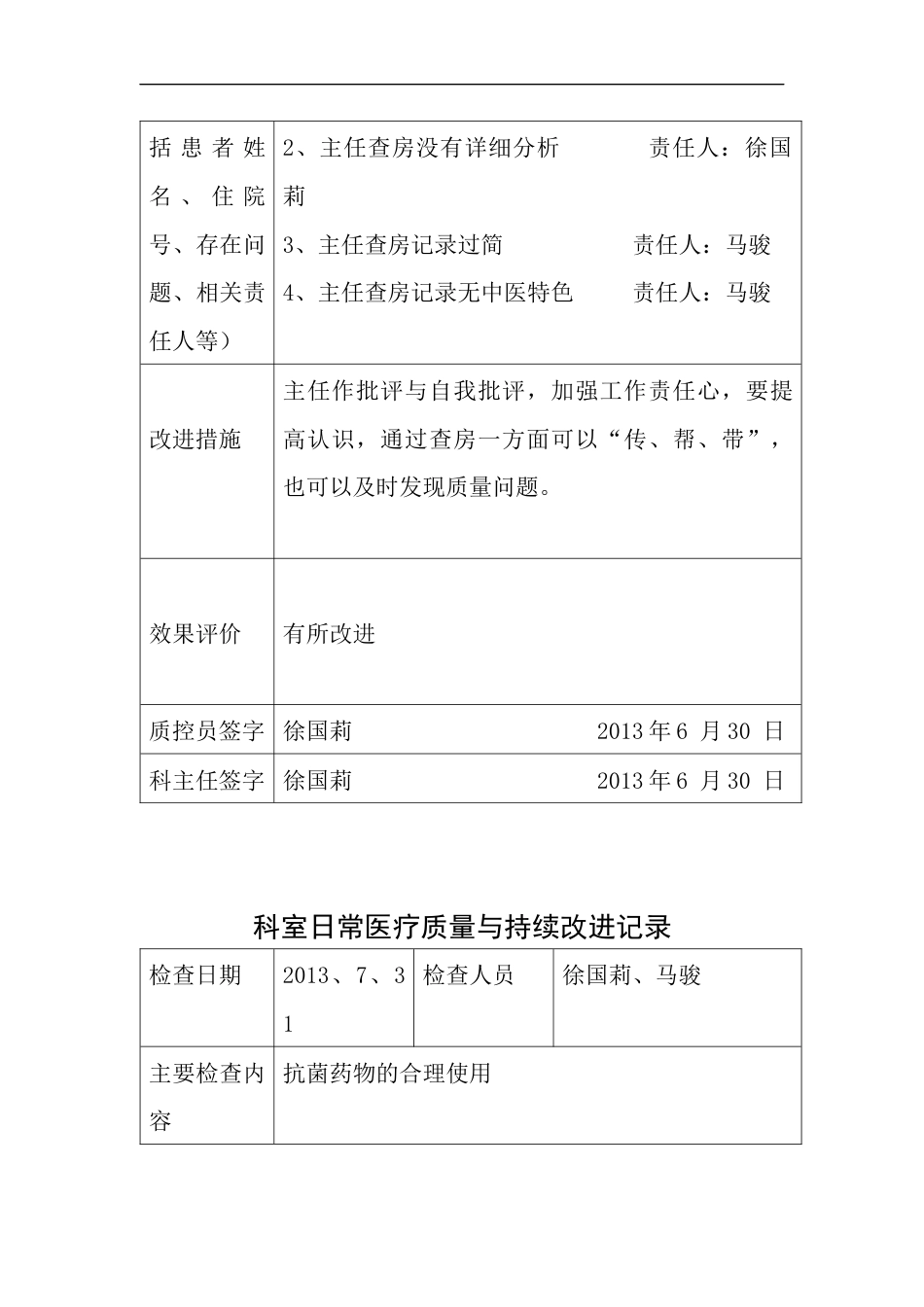 医疗质量管理与持续改进记录表(内科)_第13页