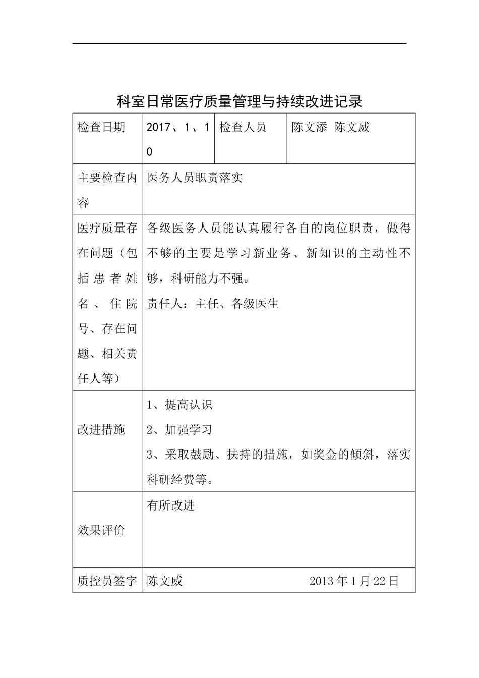 医疗质量管理与持续改进记录表(内科)_第7页