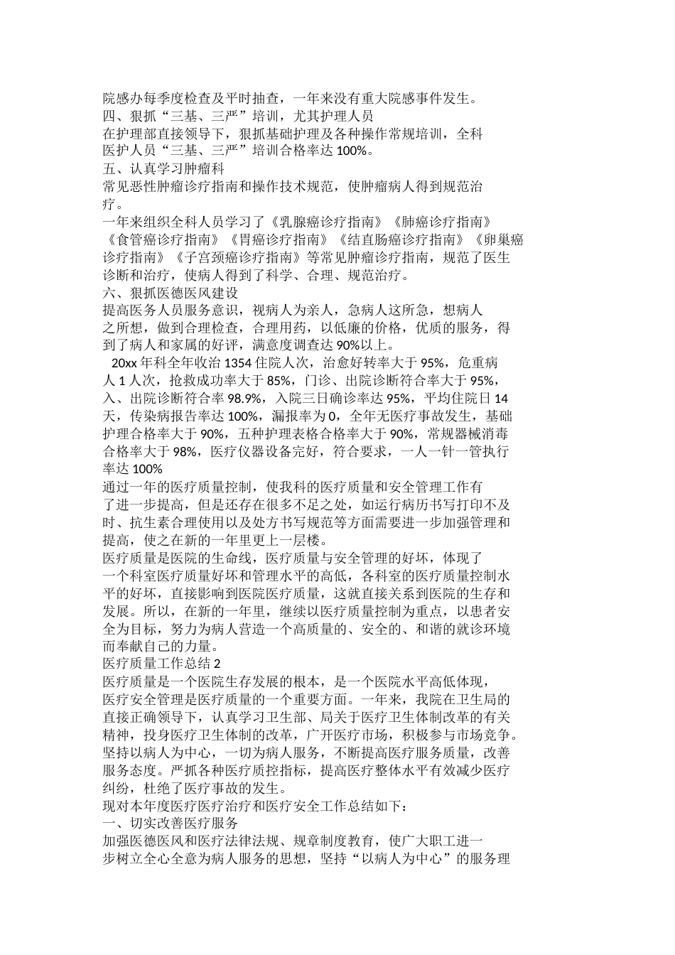 医疗质量工作总结15篇_第2页
