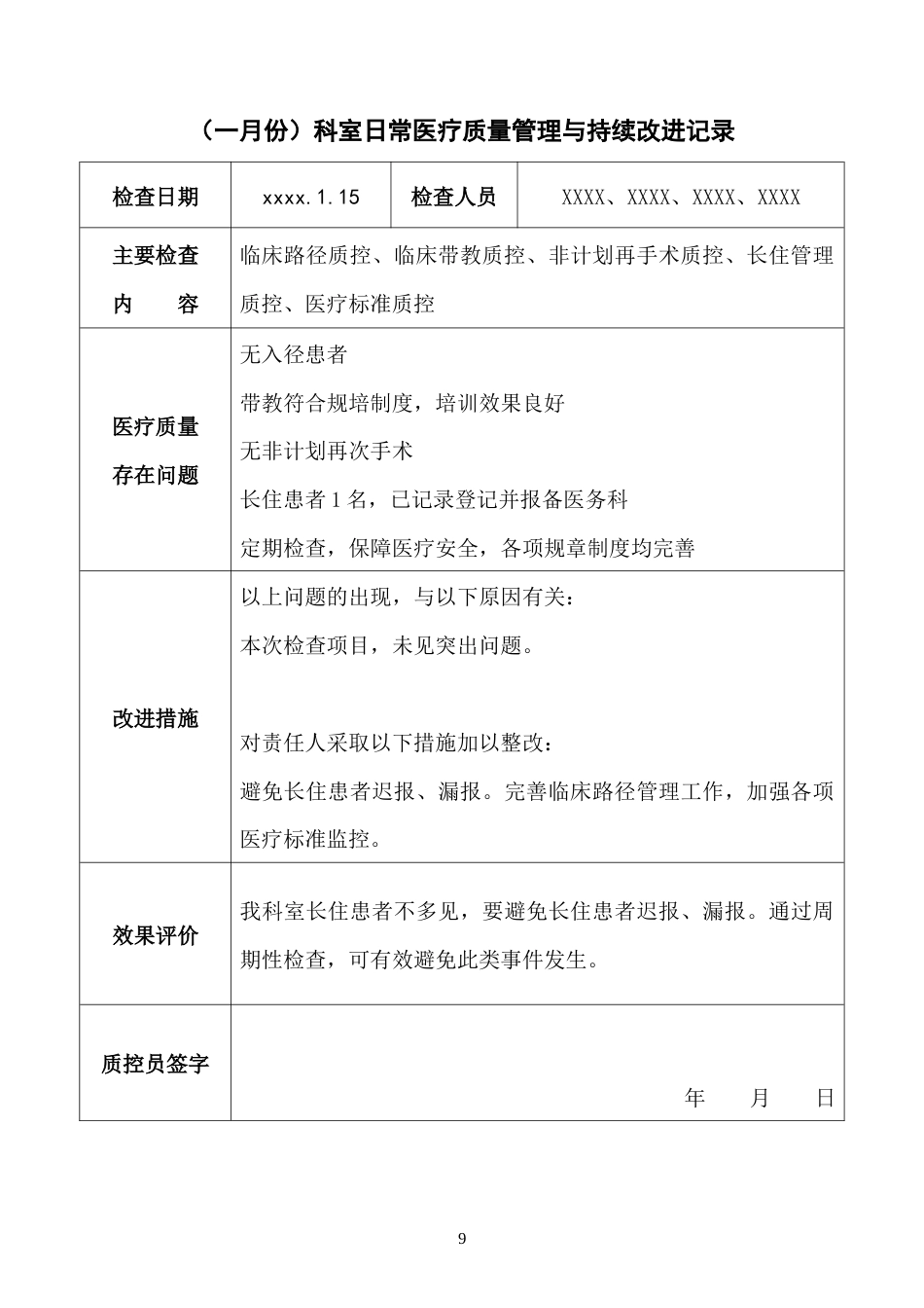 ICU、重症医学科医疗质量持续改进记录本(43页)_第10页