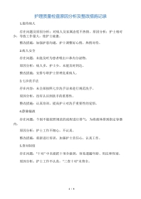 护理质量检查原因分析及整改措施记录