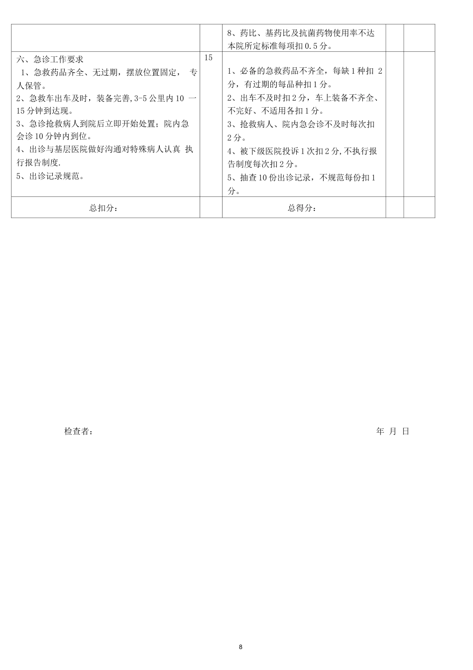 门诊医疗质量 检查评分表_第8页