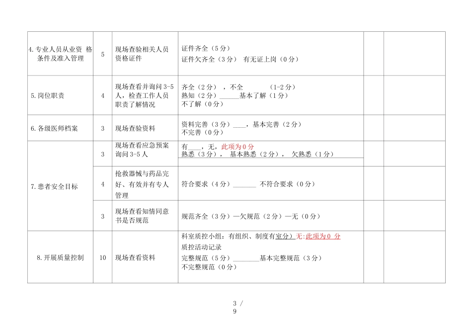 超声医学质量控制 督查评分表_第3页
