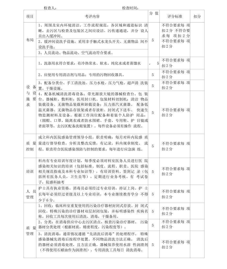 院感质控 检查记录表_第9页