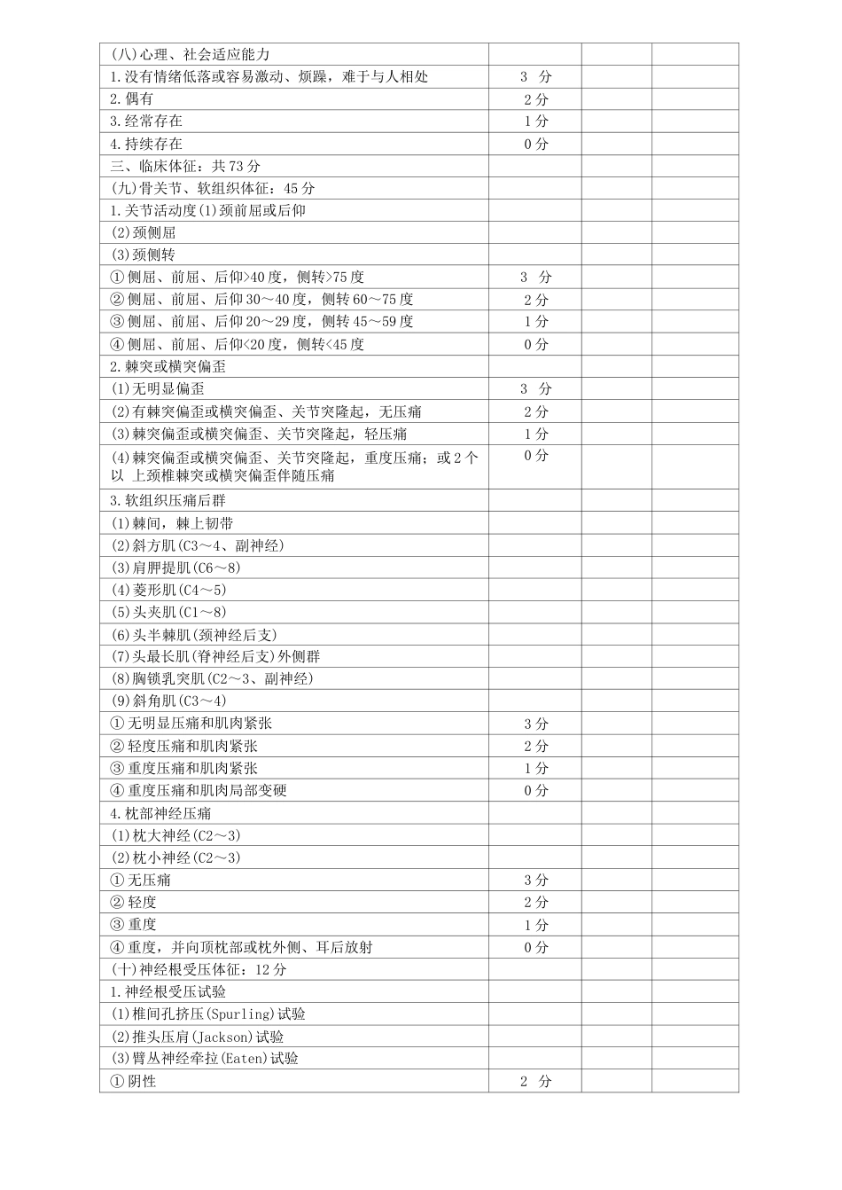 颈椎病康复评定量表_第3页