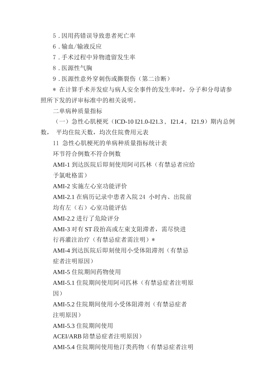 医疗质量和安全监测 指标汇总表_第3页