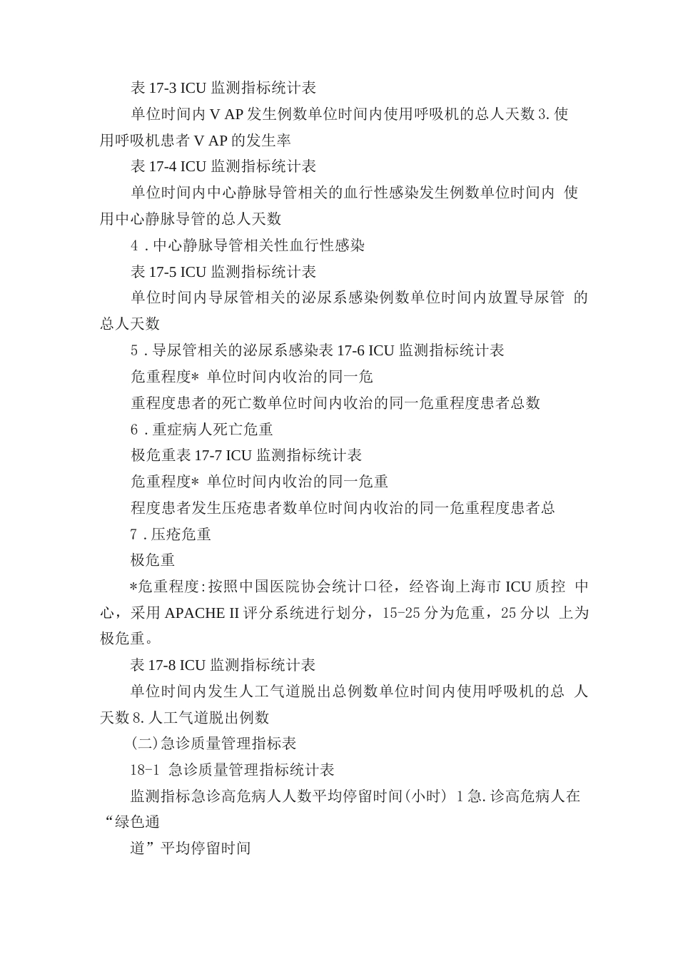医疗质量和安全监测 指标汇总表_第9页