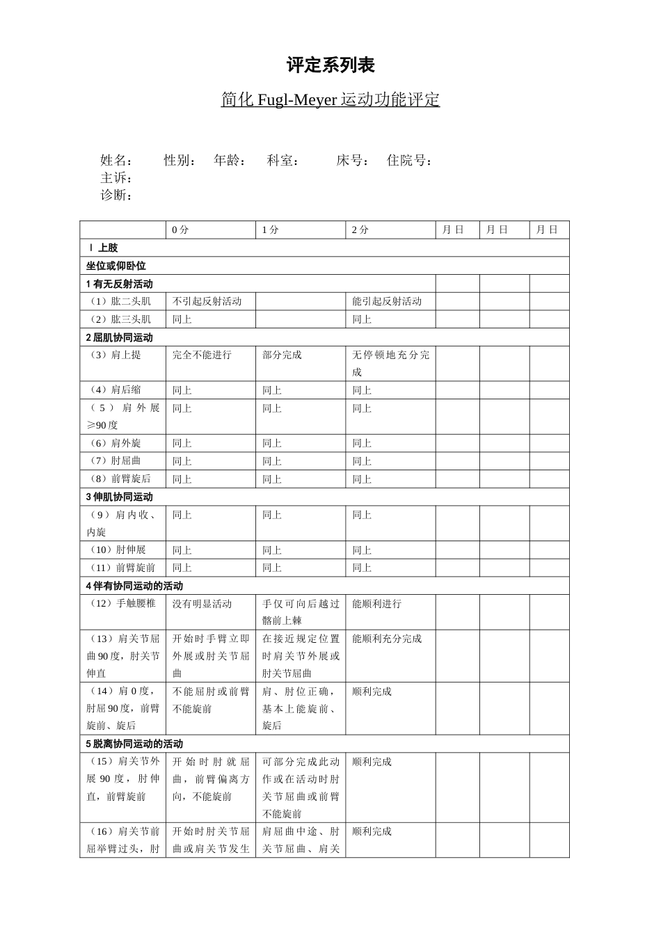 量表简化Fugl-Meyer_第1页