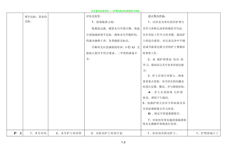 护理质量持续改进表3_第12页