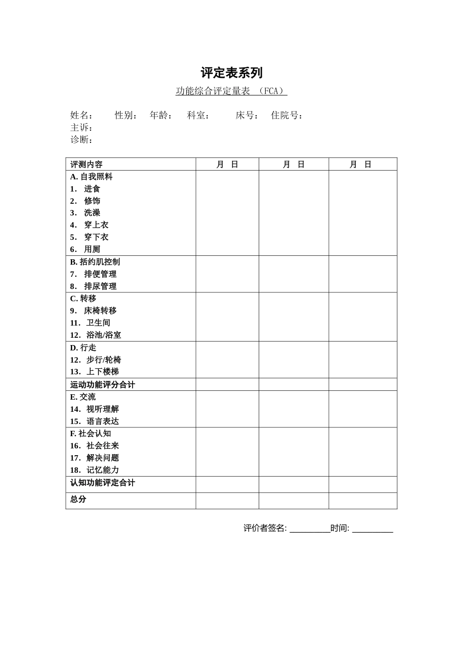功能综合评定量表 （FCA)_第1页