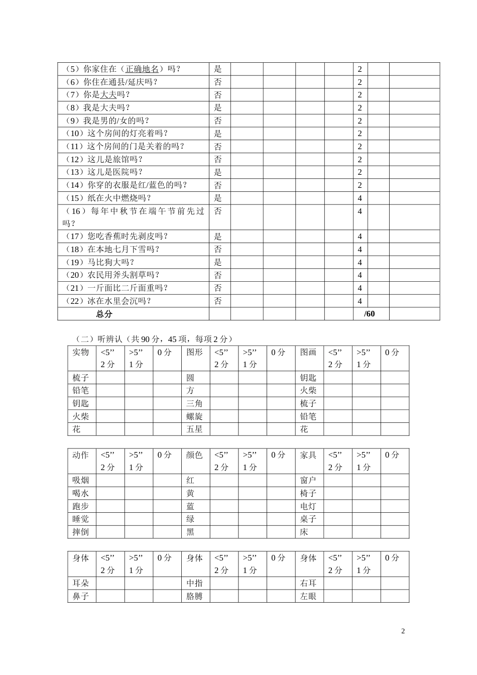 汉语失语症评定量表ABC_第2页