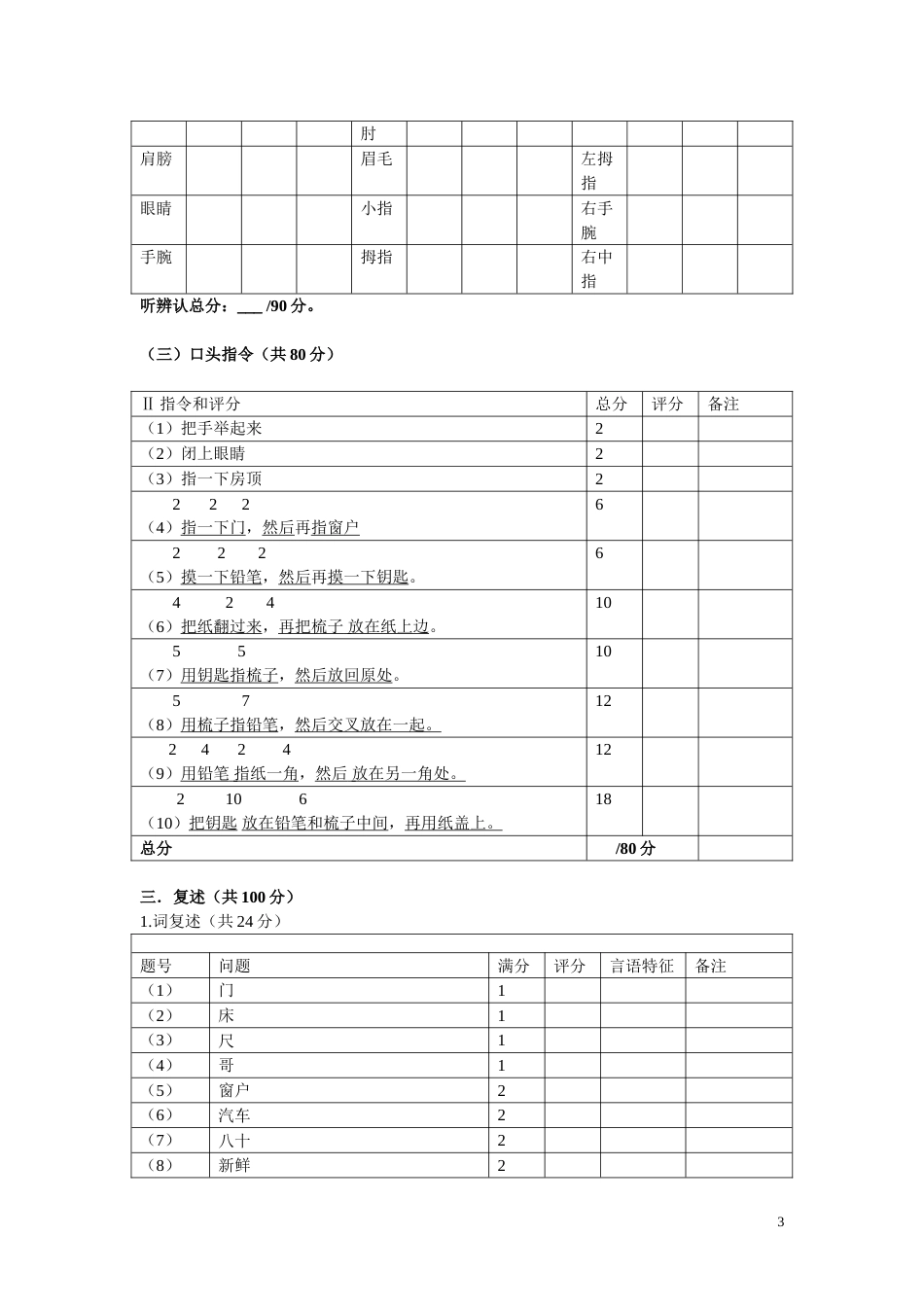 汉语失语症评定量表ABC_第3页