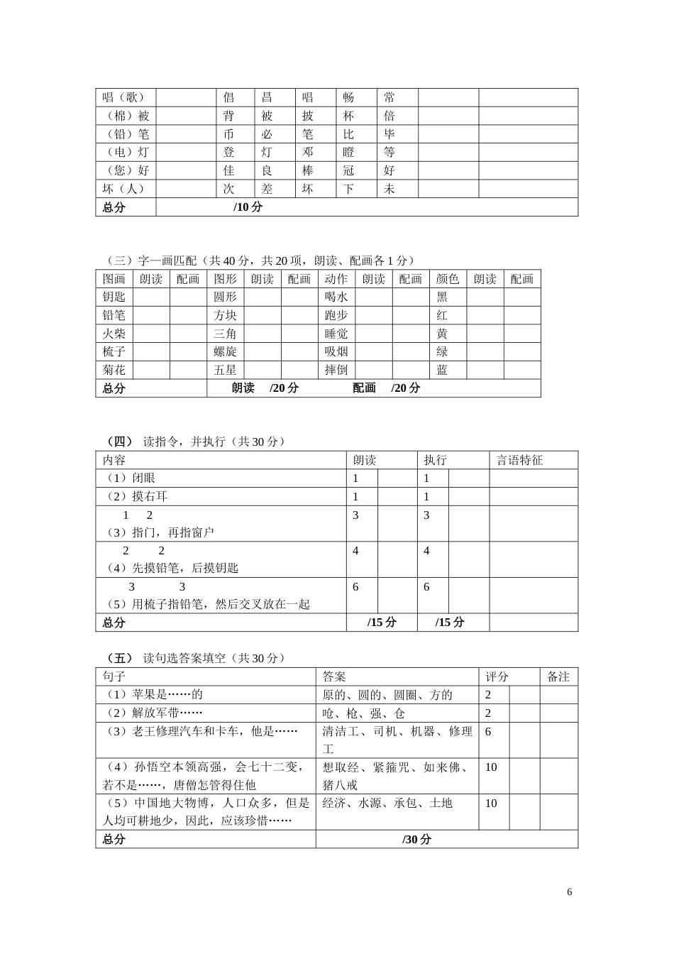 汉语失语症评定量表ABC_第6页