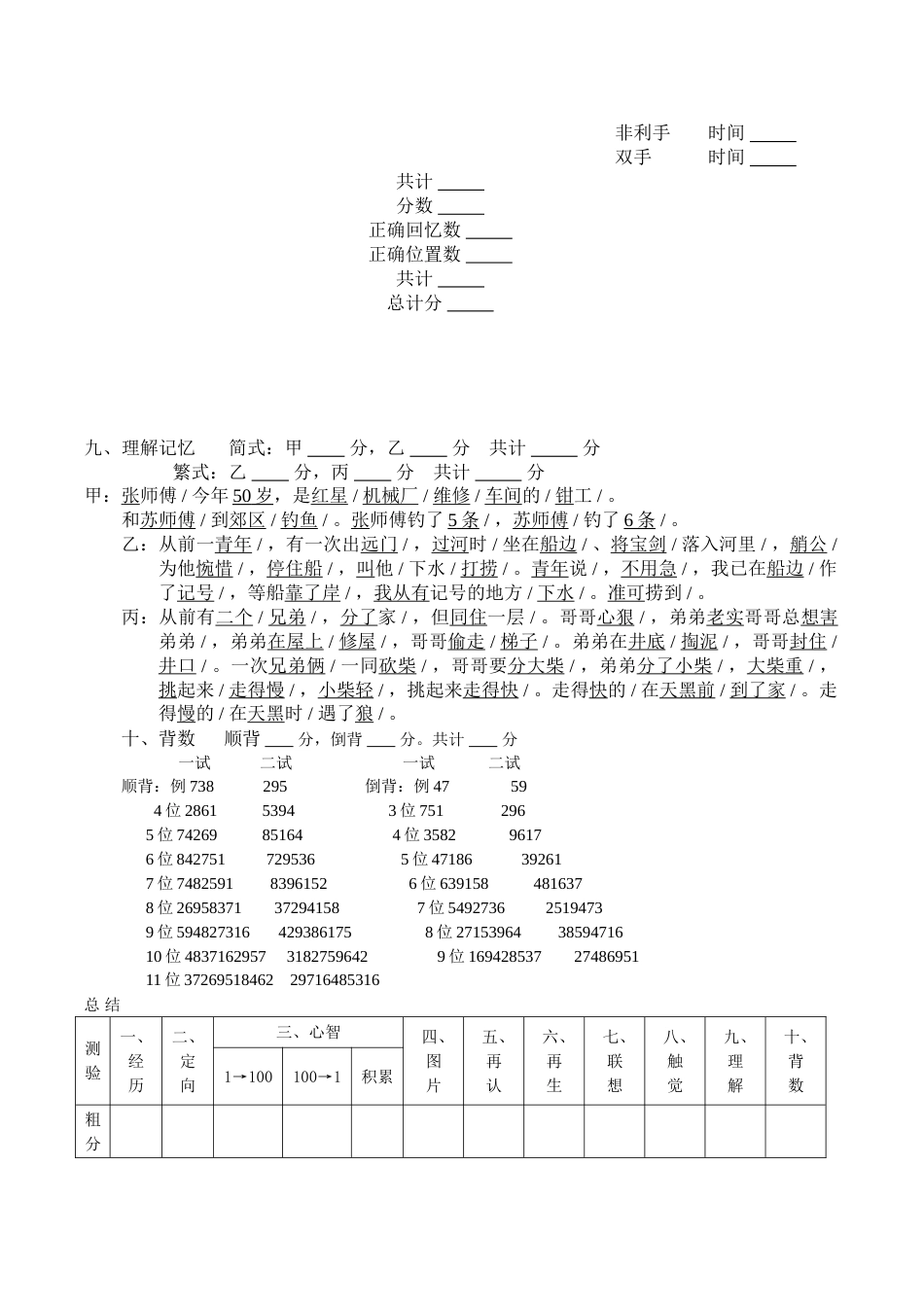 修订韦氏记忆量表（WMS-乙式）_第3页