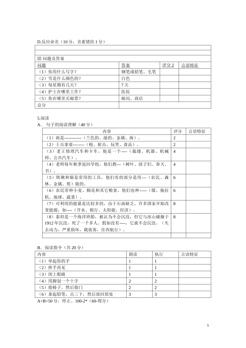 西方失语症评定量表_第5页
