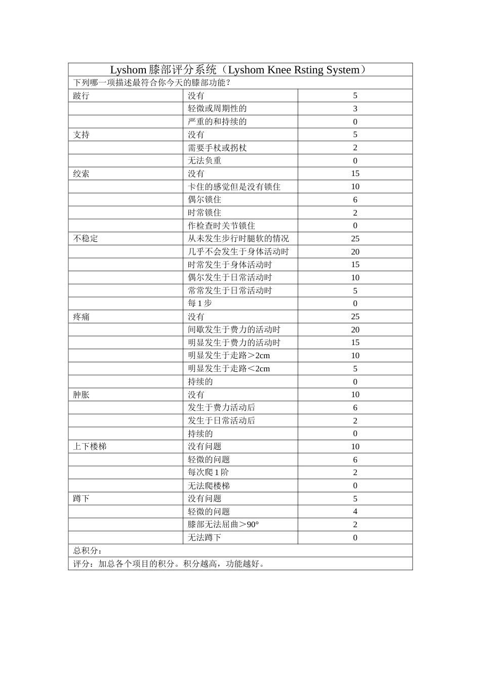膝部评分系统_第1页