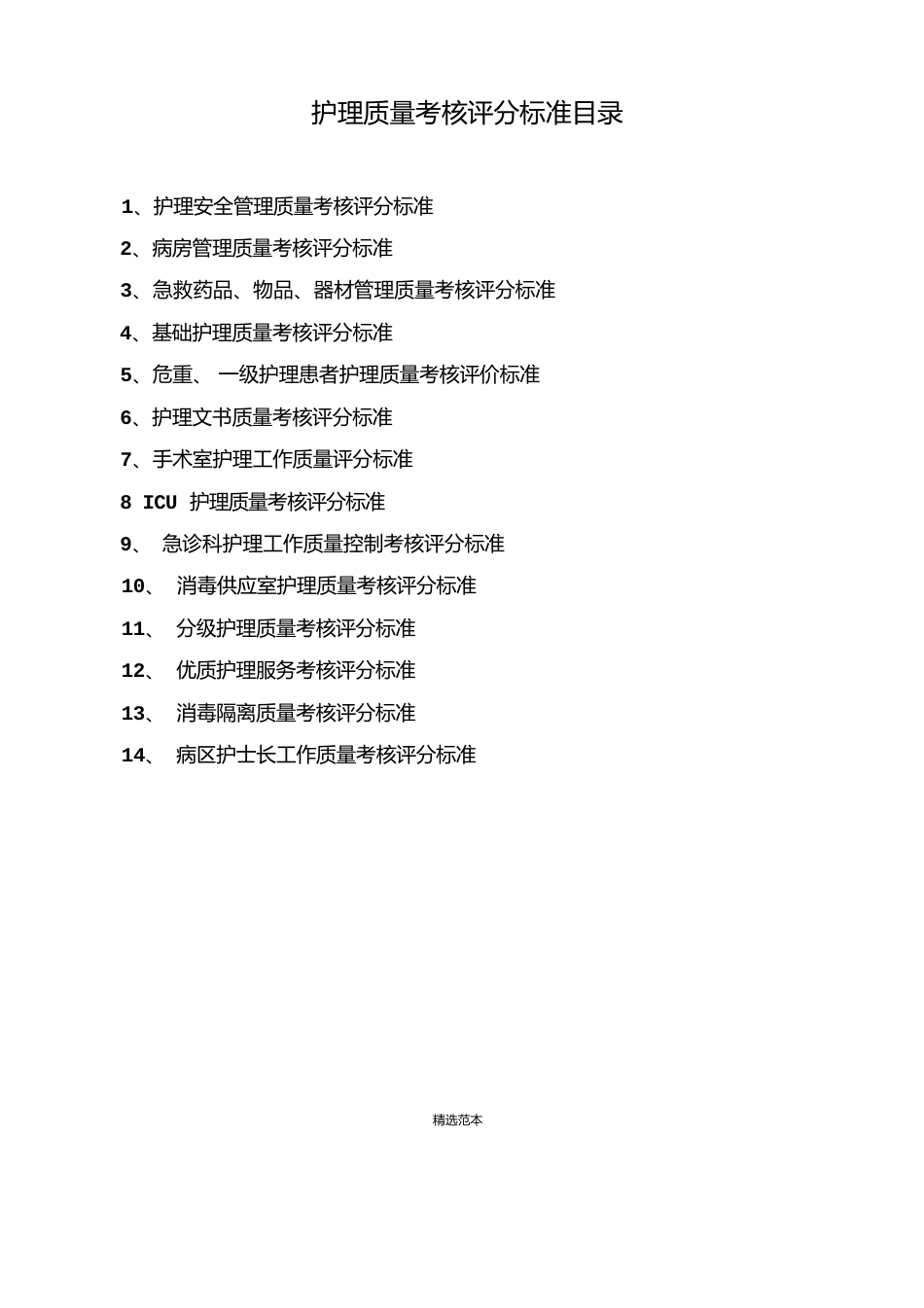 护理质量考核评分标准_第1页