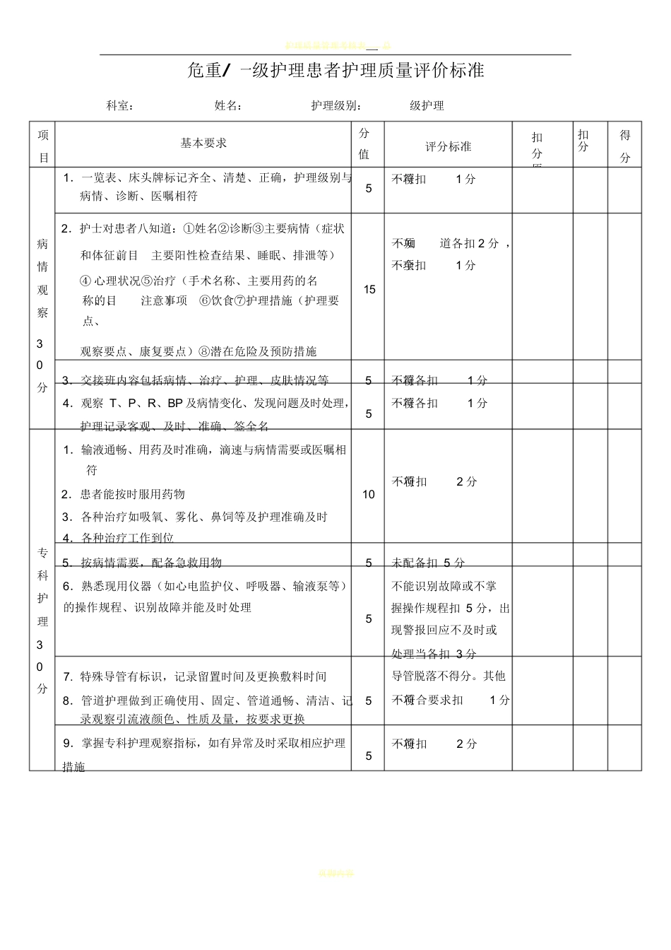 护理质量考核标准(全)_第8页
