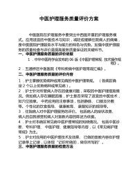 中医护理质量 评价方案