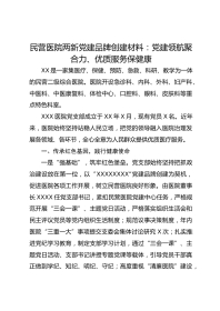 民营医院两新党建品牌创建材料：党建领航聚合力、优质服务保健康