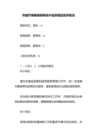 市医疗保障局领导班子成员相互批评意见