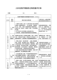 儿科优质护理服务过程质量评价表