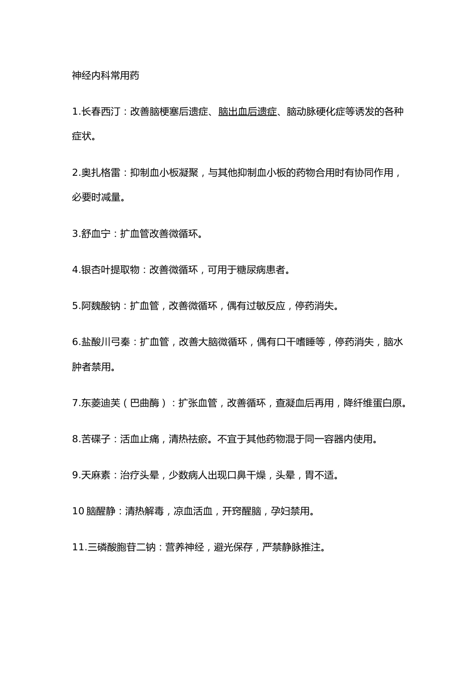 神经内科常用药_第1页