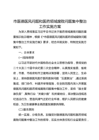 市医德医风问题和医药领域腐败问题集中整治工作实施方案
