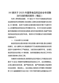 XX镇关于XX年夏季食品药品安全专项整治行动的情况报告（精品）