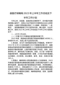 县医疗保障局XX年上半年工作总结及下半年工作计划