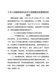 X市人民医院委员会关于巡察整改进展情况的报告