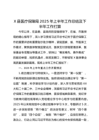 X县医疗保障局XX年上半年工作总结及下半年工作打算