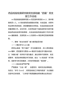 药品检验检测研究院党支部创建“四强”党支部工作总结