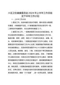 X区卫生健康委员会XX年上半年工作总结及下半年工作计划