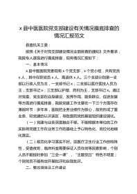 县中医医院党支部建设摸底排查情况汇报总结报告