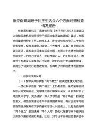 医疗保障局班子民主生活会六个方面对照检查情况报告
